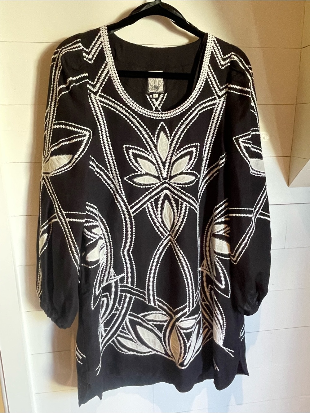 Black & White Embroidered Mini Dress